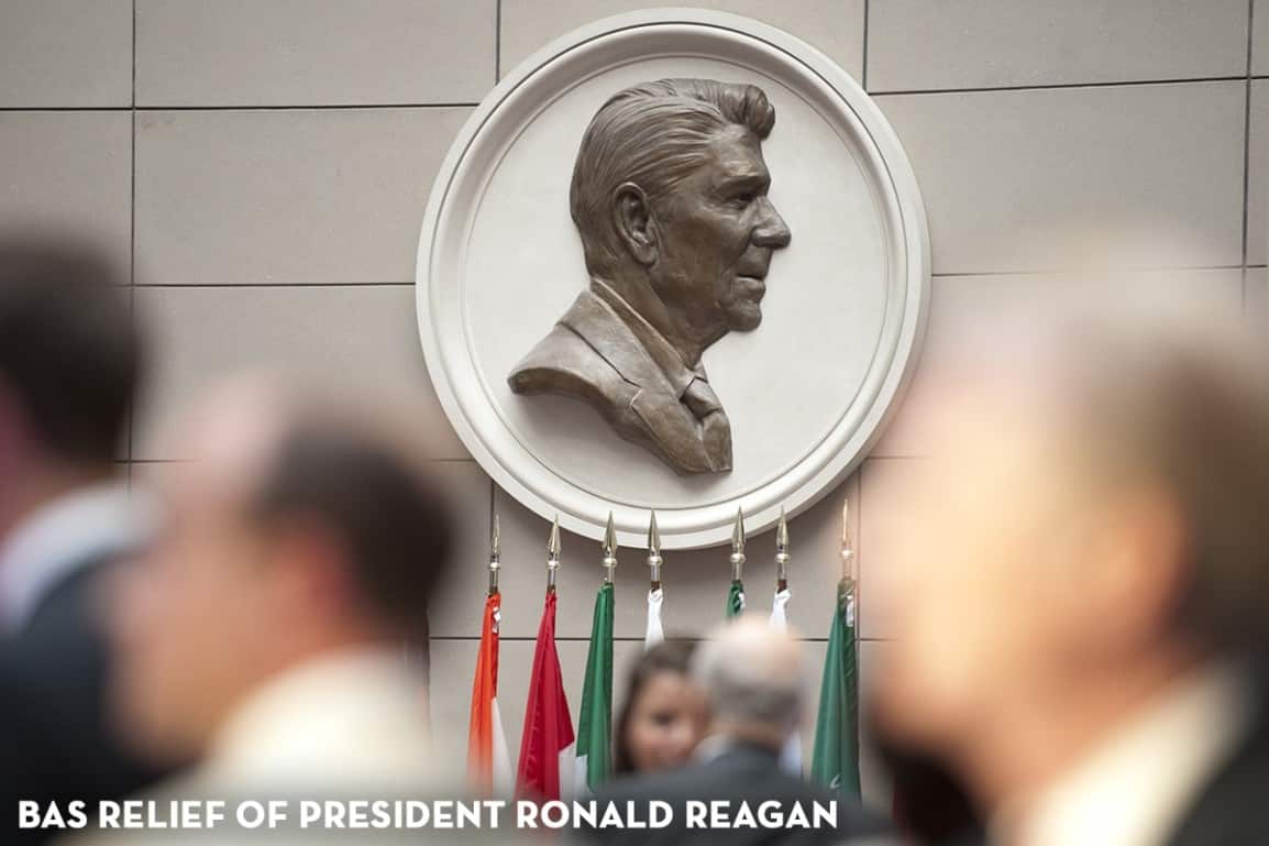 bas relief of president ronald reagan